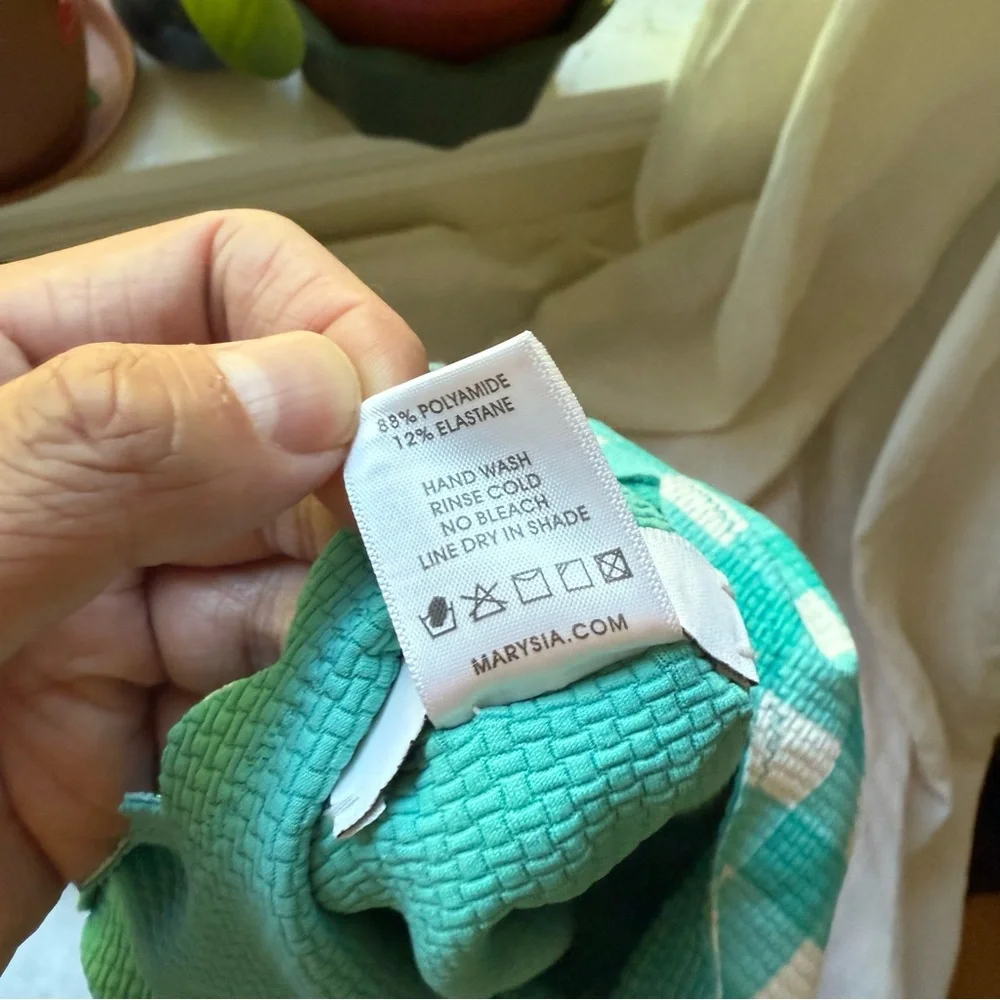 MARYSIA bumby kids girls‎ teal aqua white gingham scalloped one piece swimsuit